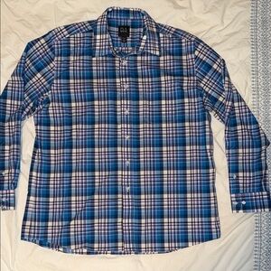 JOS A BANK Men's Blue Plaid Button Down Shirt Size XL